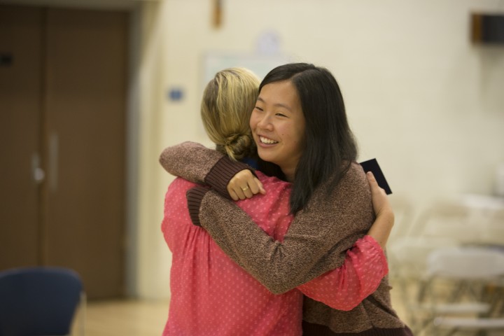 West Hartford 2017 Anna Capobianco hugs student