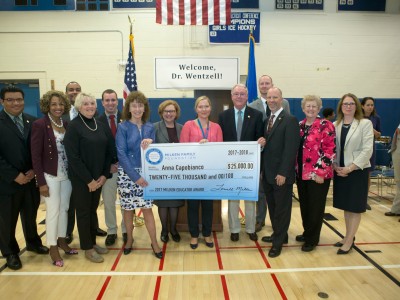 West Hartford 2017 Anna Capobiano check with dignitaries