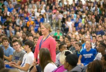 West Hartford 2017 Anna Capobiano reaction with students