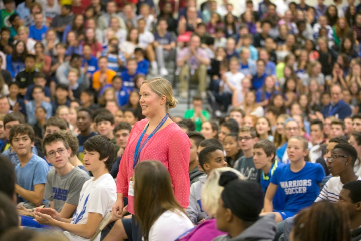 West Hartford 2017 Anna Capobiano reaction with students