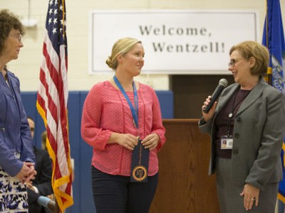 West Hartford 2017 Dianna Wentzell congratulates Anna Capobianco