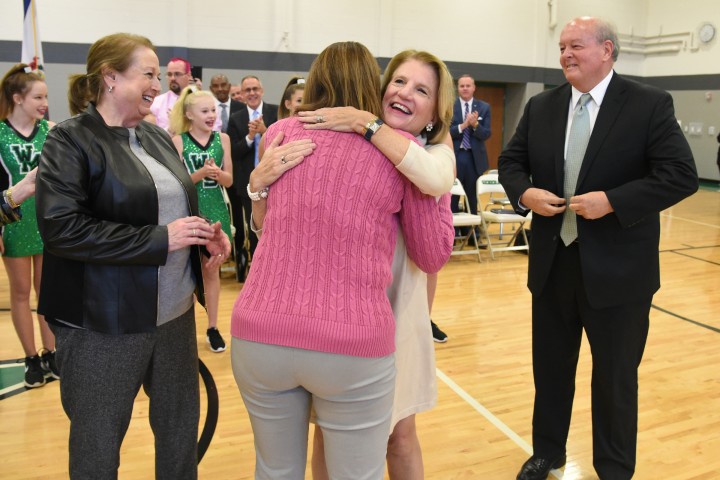Winfield 2017 Erika Klose Shelley Moore Capito Cathy Justice Steven Paine hug