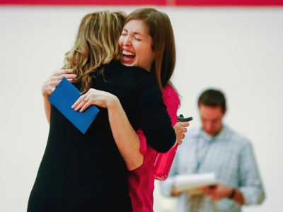 Wisconsin 2018 Sarah Compton hug from colleague