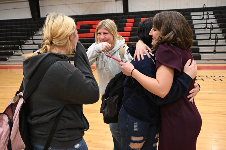 phs ashley wilkins franks student hug