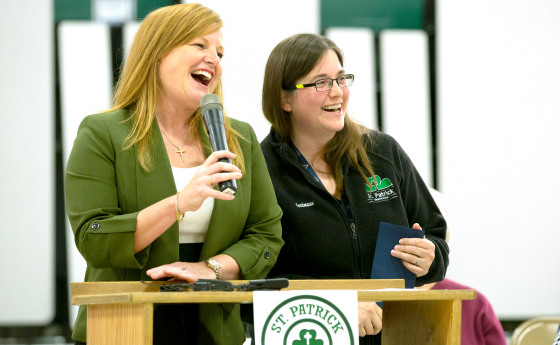 2019 NE Lyndsay Hartmann with principal 560x345