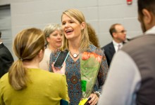 Allison Ruhl talks with reporters