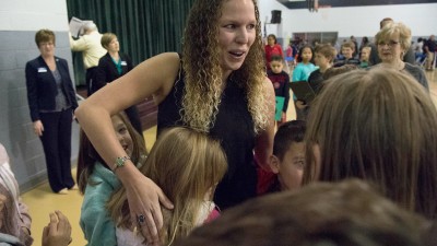 Amanda Robertson with students
