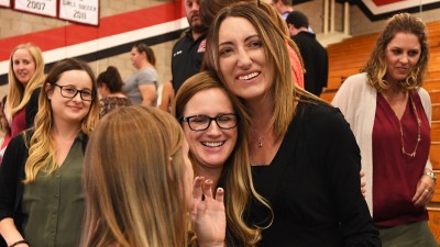Chino Hills 2017 Alexis King hug with students