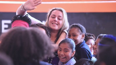 Jayda Pugliese Jackson Elementary high five