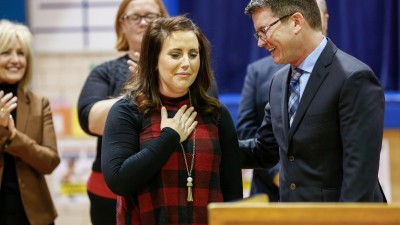 Lexington 2017 Greg Gallagher congratulates Brooke Powers